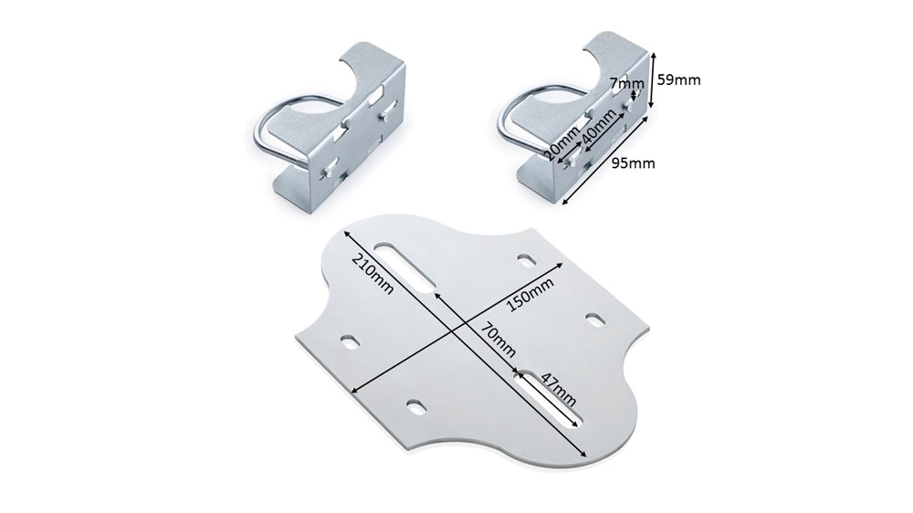 Universal Flood Light Bracket 8kg - dimensions