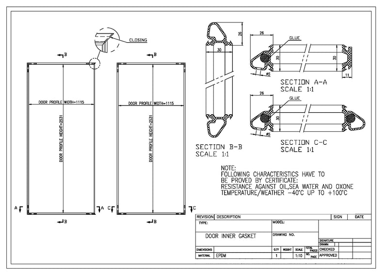 Joints de portes de conteneurs maritimes réfrigérés